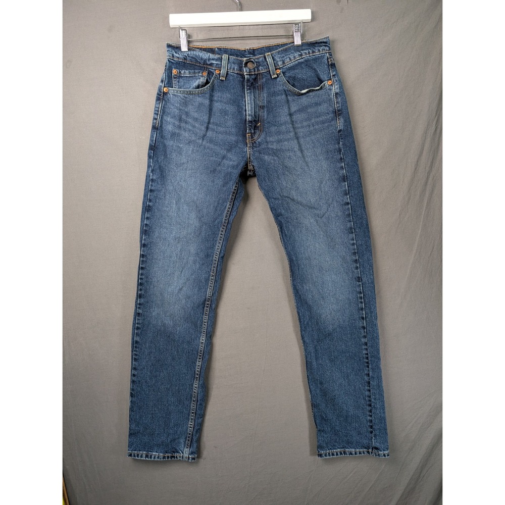 Levis 505 Regular Fit Straight Leg Jeans Blue Denim Mens 32x34